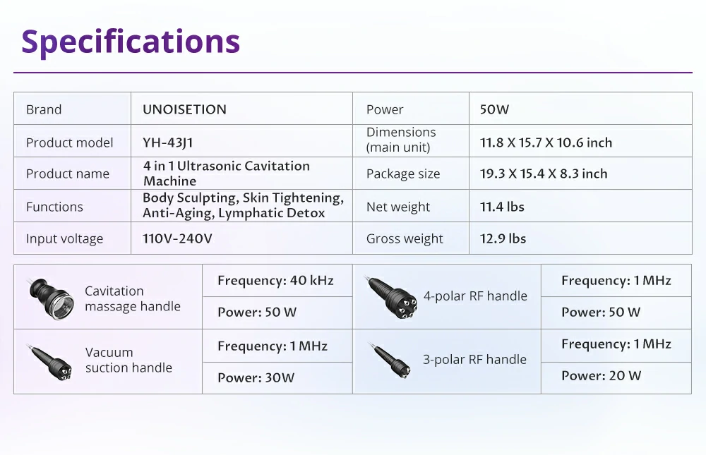 cellulite treatment machine parameters